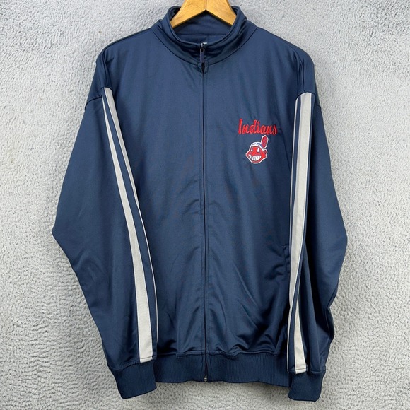 Cleveland‎ Indian Guardians Jacket Full Zip Mens Large Blue Pocket Logo Dynasty - Picture 2 of 9